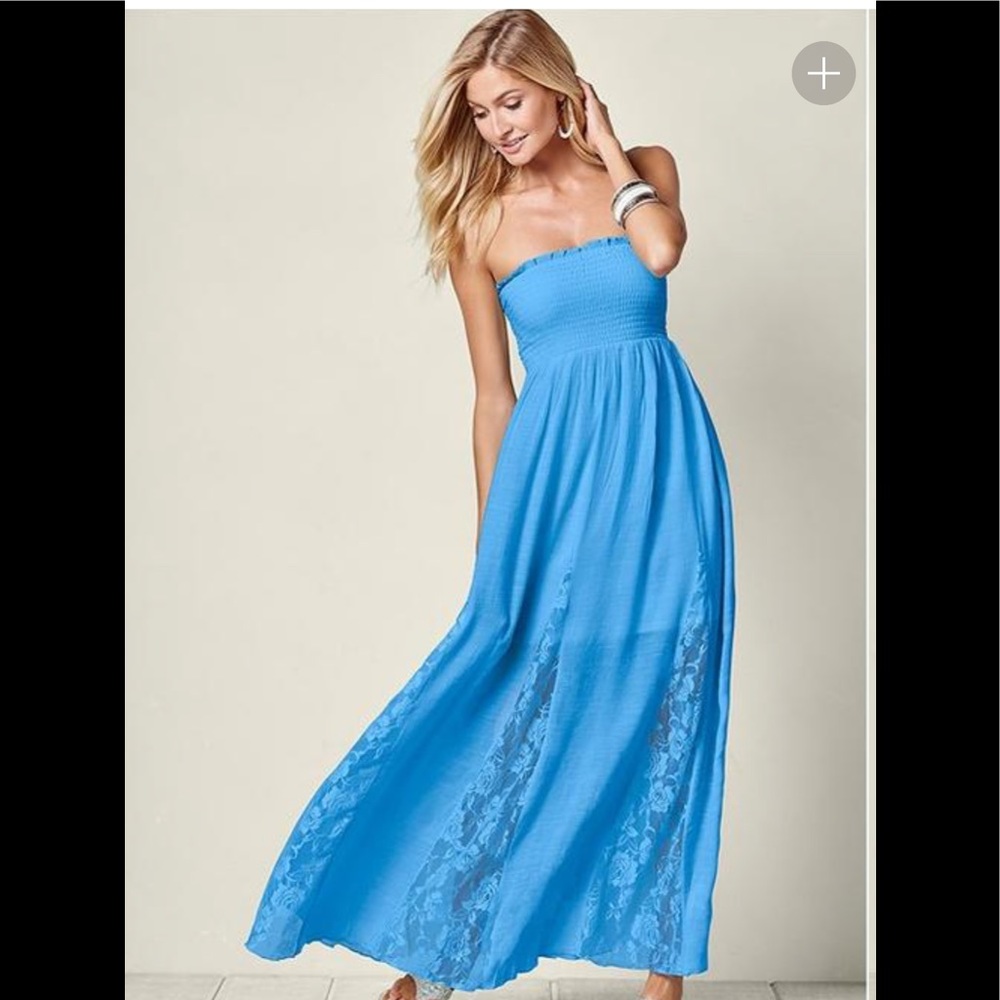Venus Strapless Maxi Dress with Lace Inserts SZ M